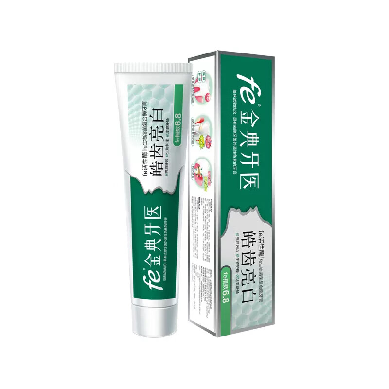 fe金典生物酶干刷牙膏 皓齒亮白（勁爽茶香）90g酶指數(shù)6.8 勁爽茶香90g